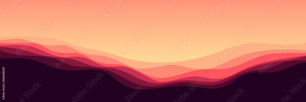 sunset orange gradient landscapes wave pattern vector illustration good for wallpaper, background, backdrop, banner, web, and design template sunset orange gradient landscapes wave pattern vector illustration good for wallpaper, background, backdrop, banner, web, and design template