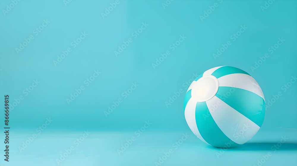 Turquoise and White Beach Ball on a blue Background. Summer Wallpaper Turquoise and White Beach Ball on a blue Background. Summer Wallpaper