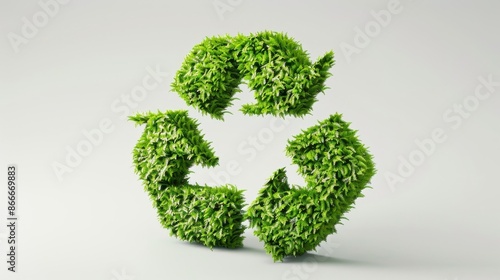 Green Recycling Symbol Made of Lush Foliage