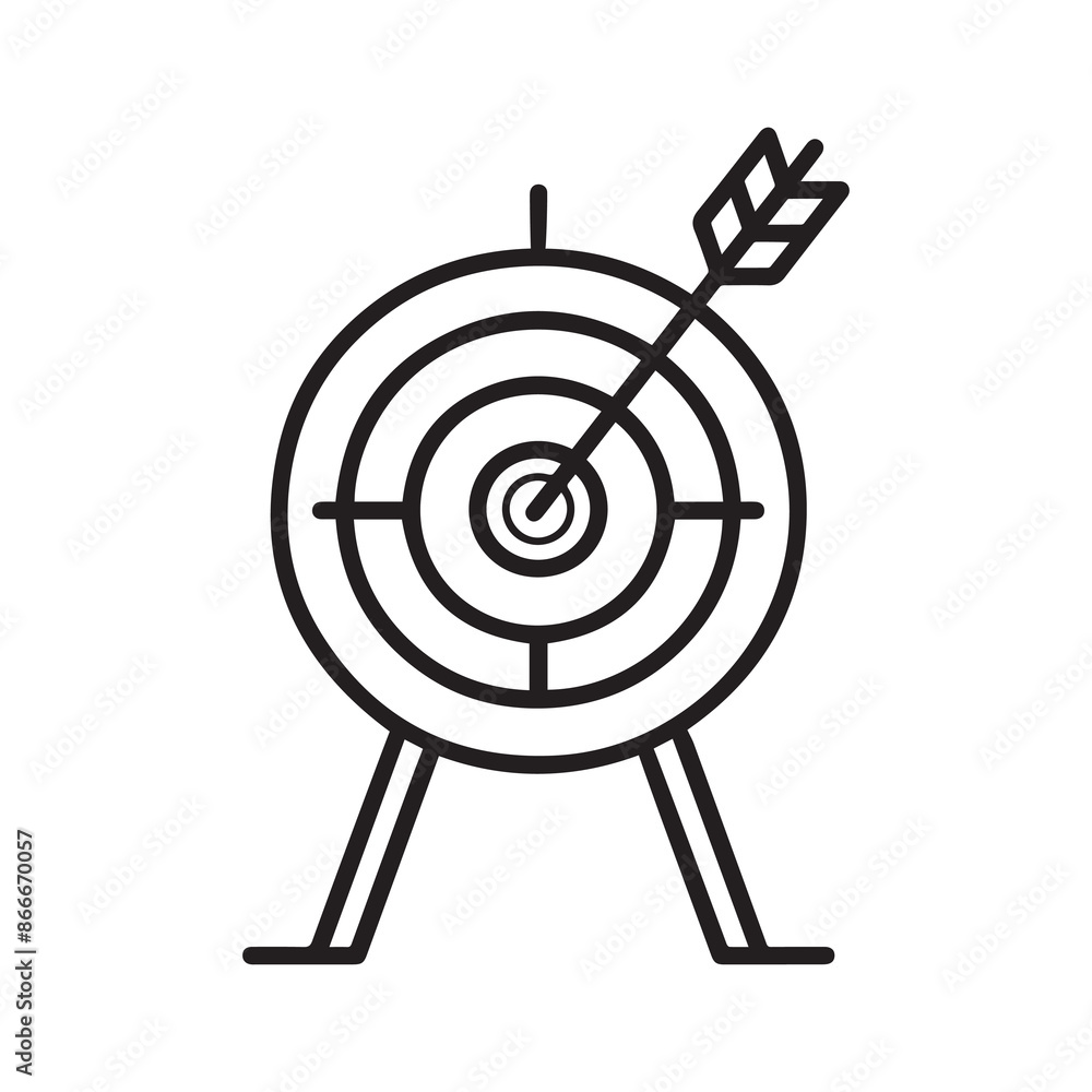Target black icon goal mark arrow hit outline background design. Target black icon goal mark arrow hit outline background design.