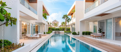 Investment in luxury townhouses and villas showcases modern architecture and community living. Ideal for residential real estate market trends and property development insights. photo