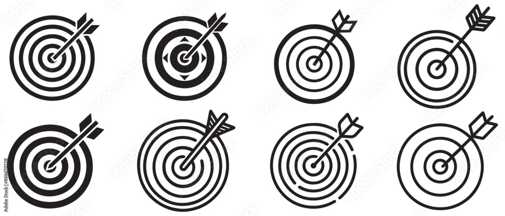 Target black icon goal mark arrow hit outline background design. Target black icon goal mark arrow hit outline background design.