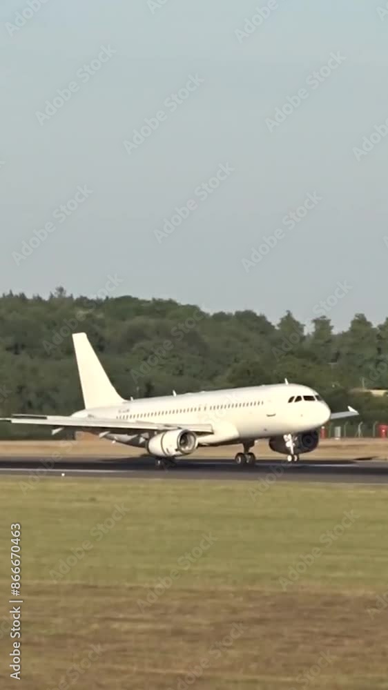 White Airplane Landing at Generic Airport White Airplane Landing at Generic Airport