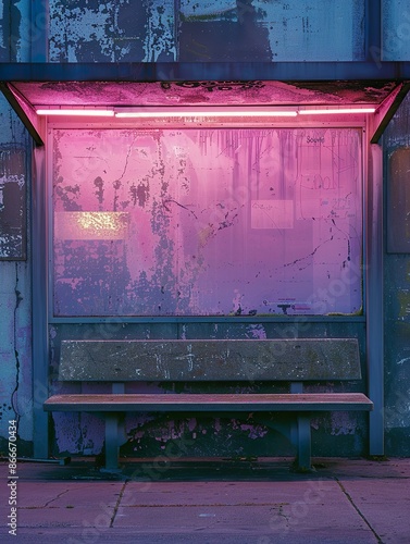 After Hours: A Neon-Lit Abandoned Bus Stop in the City