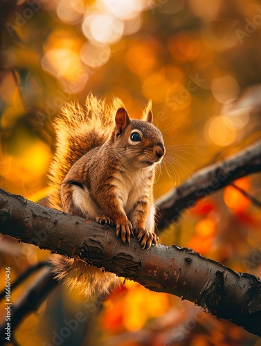Autumn Glow: A Squirrel in the Golden Light