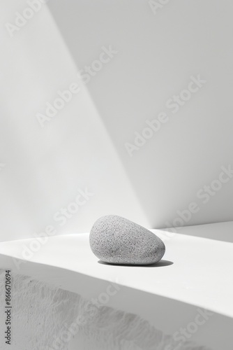 Minimalist Serenity: A Lone Stone in a Stream of Light