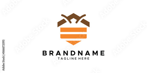 a graphic image with a bee house theme, on a white background. graphic vector base.