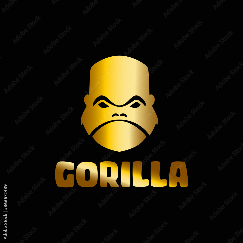 Gold Gorilla head logo vector illustration. Gorilla gold t-shirt designs Gold Gorilla head logo vector illustration. Gorilla gold t-shirt designs