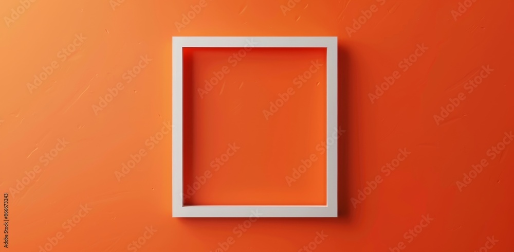 White Frame on a Vibrant Orange Wall White Frame on a Vibrant Orange Wall