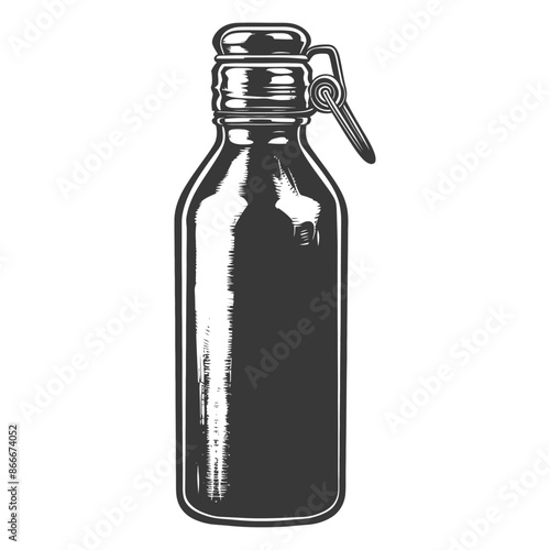 Vintage Glass Bottle with Flip-Top Closure, Engraved Style