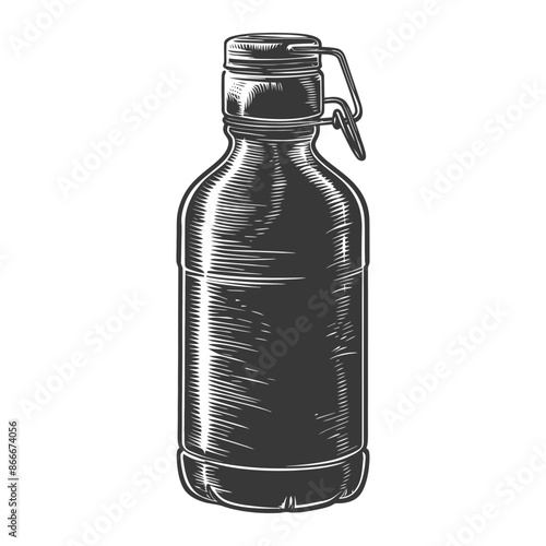 Vintage Growler: Etched Illustration of Swing Top Glass Bottle