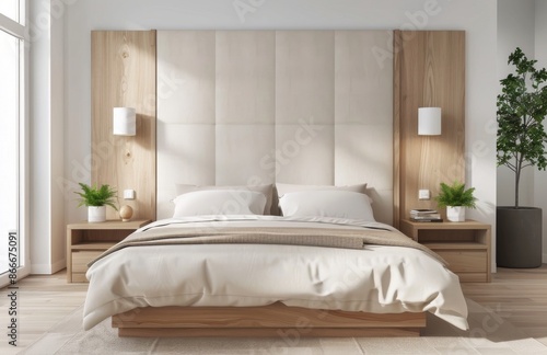 Modern Minimalist Bedroom Design with Wooden Accents © Mark Pollini