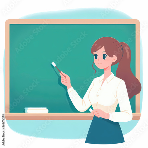 Teacher teaching students Happy teachers day modern vector illustration