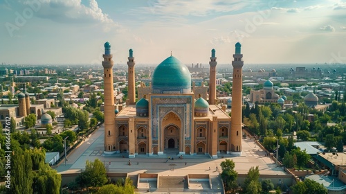 The historic city of Tashkent, Uzbekistan, known for its Islamic architecture and cultural heritage  photo