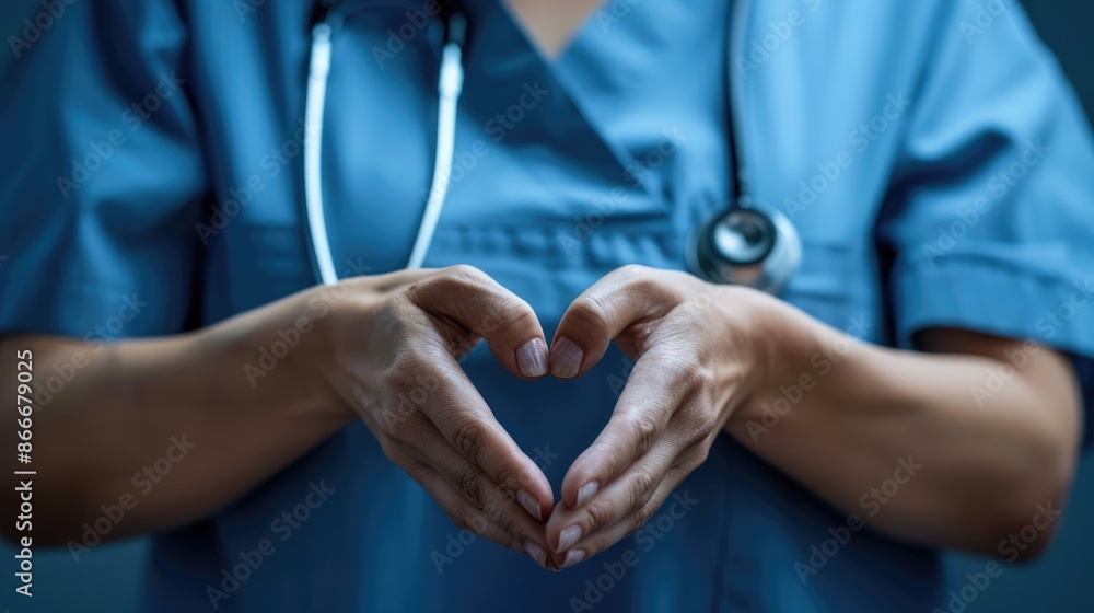 Nurse with hands heart shape Nurse with hands heart shape