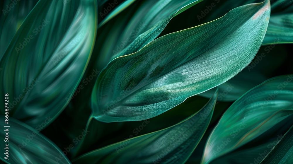 Green tropical plant close-up Green tropical plant close-up