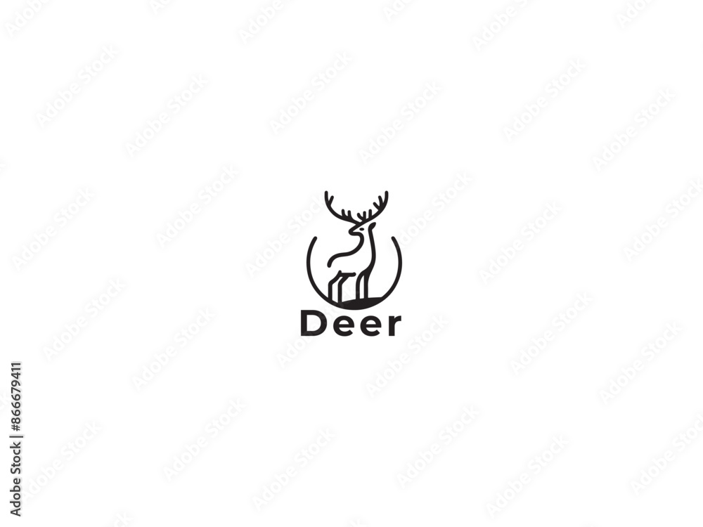 Fototapeta premium Deer logo icon on a white background.simple, minimal logo design.