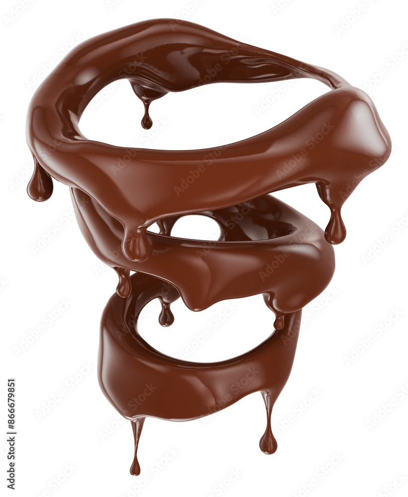 melted chocolate splash isolated on a white background. Clipping path. 3d render melted chocolate splash isolated on a white background. Clipping path. 3d render
