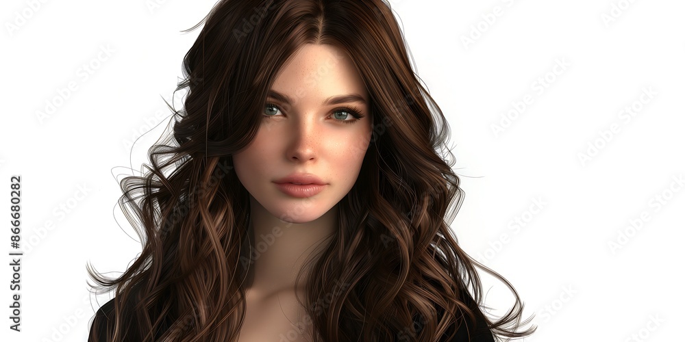 beautiful woman with long brown hair, hair styled in loose waves and wavy curls, perfect for that beachside style beautiful woman with long brown hair, hair styled in loose waves and wavy curls, perfect for that beachside style