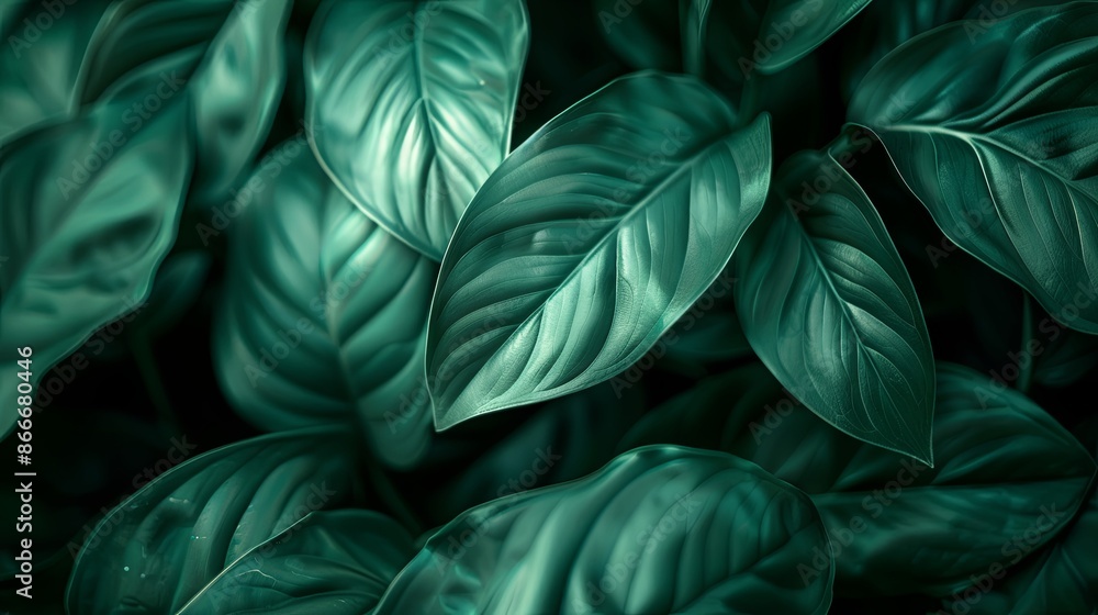 Green tropical plant close-up Green tropical plant close-up