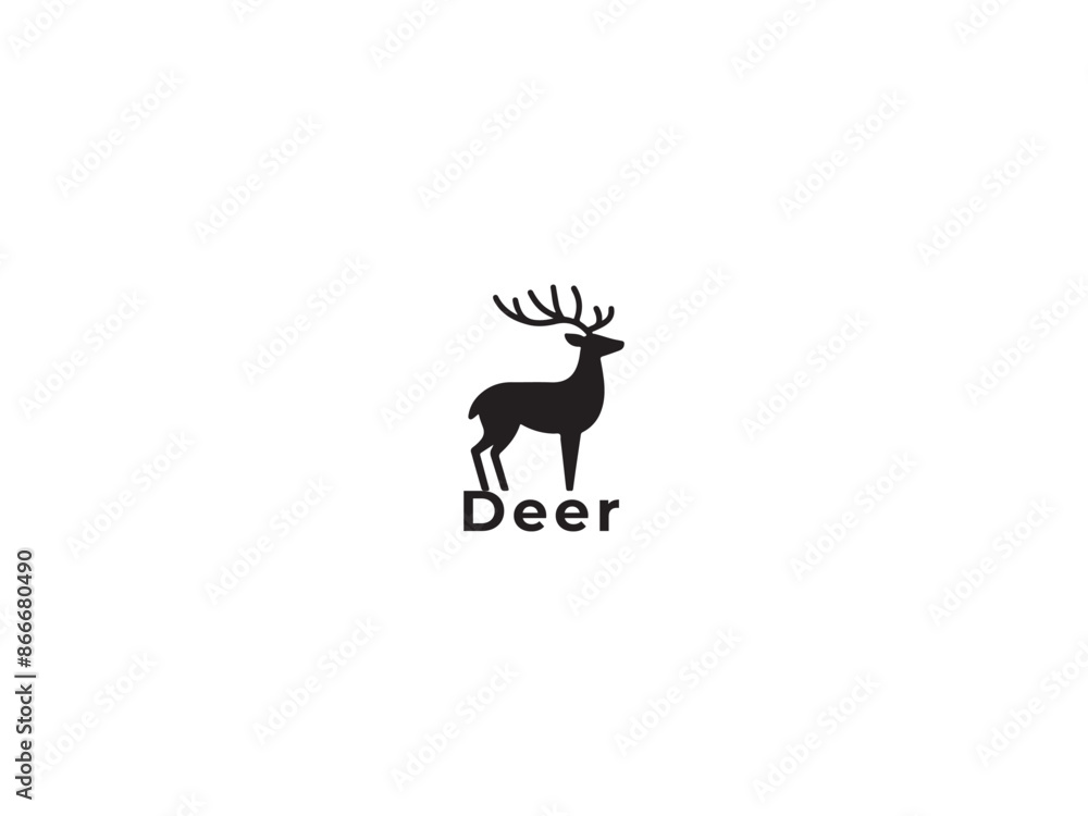 Deer logo icon on a white background.simple, minimal logo design. Deer logo icon on a white background.simple, minimal logo design.