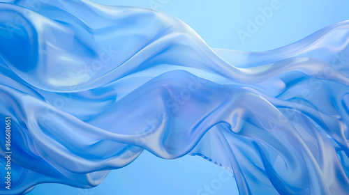 Clothes with a smooth surface, 3d rendering ,abstract blue wavy background with smooth lines ,Blue abstract glowing wave