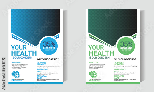 healthcare template design for a report and medical flyer design, leaflets decoration for printing and presentation vector.