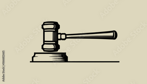 Continuous Line Art: Judge's Gavel and Soundblock