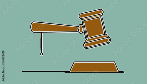 Justice Served: Continuous Line Drawing of Judge's Gavel