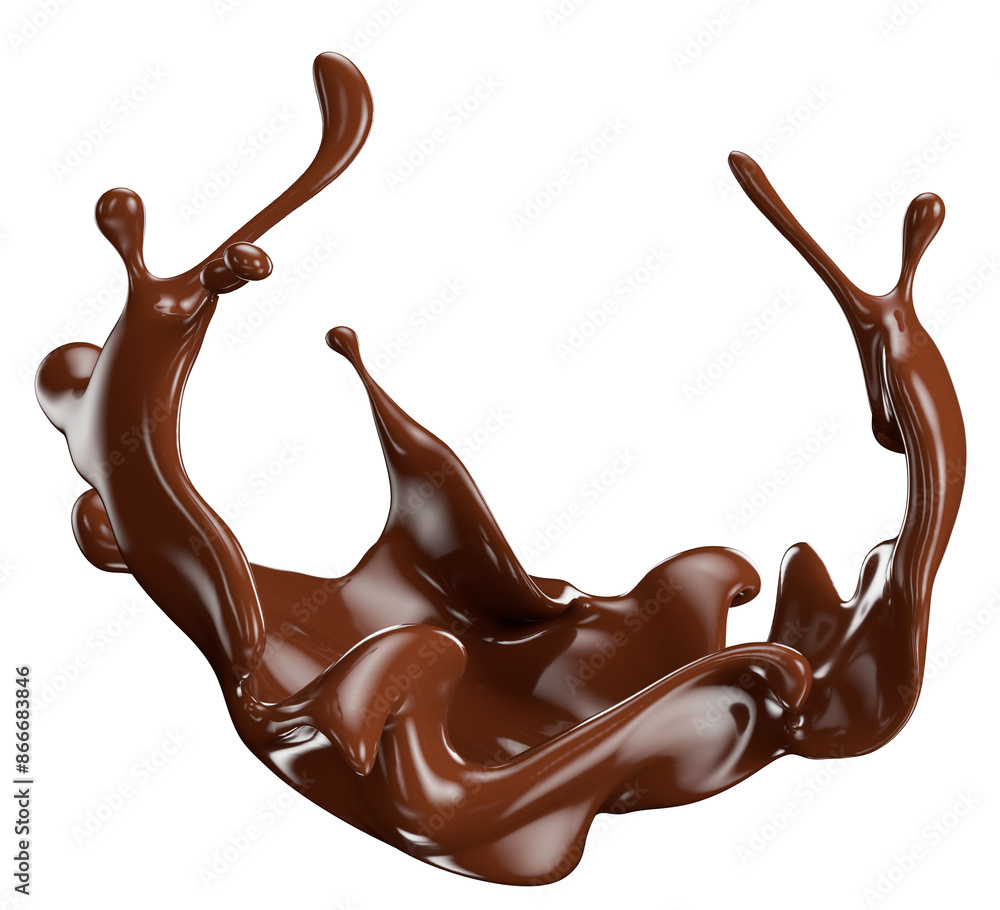 chocolate splash isolated on a white background. Clipping path. 3d render chocolate splash isolated on a white background. Clipping path. 3d render