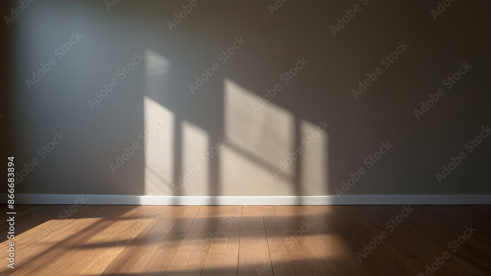Empty room with white light shadow and wood floor empty room with wall background natural shadow Empty room with white light shadow and wood floor empty room with wall background natural shadow