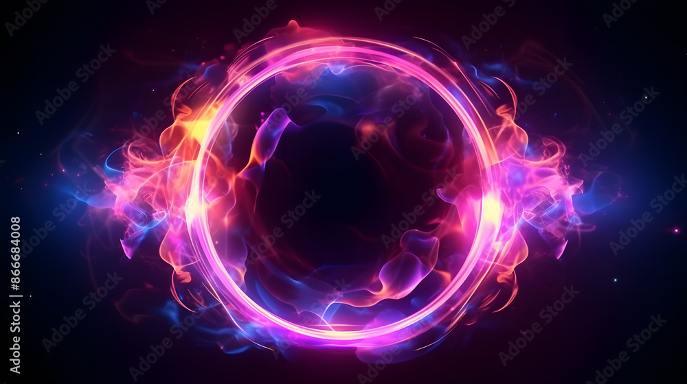 abstract neon energy sphere of vibrant particles and waves, set against dark background. The swirling hues create dynamic and mesmerizing visual, evoking sense of power, mystery abstract neon energy sphere of vibrant particles and waves, set against dark background. The swirling hues create dynamic and mesmerizing visual, evoking sense of power, mystery