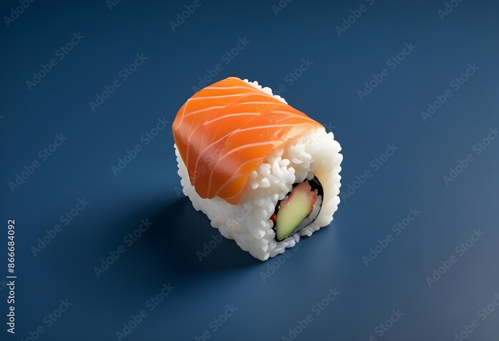 Sushi close-up isolated on pale blue background Sushi close-up isolated on pale blue background