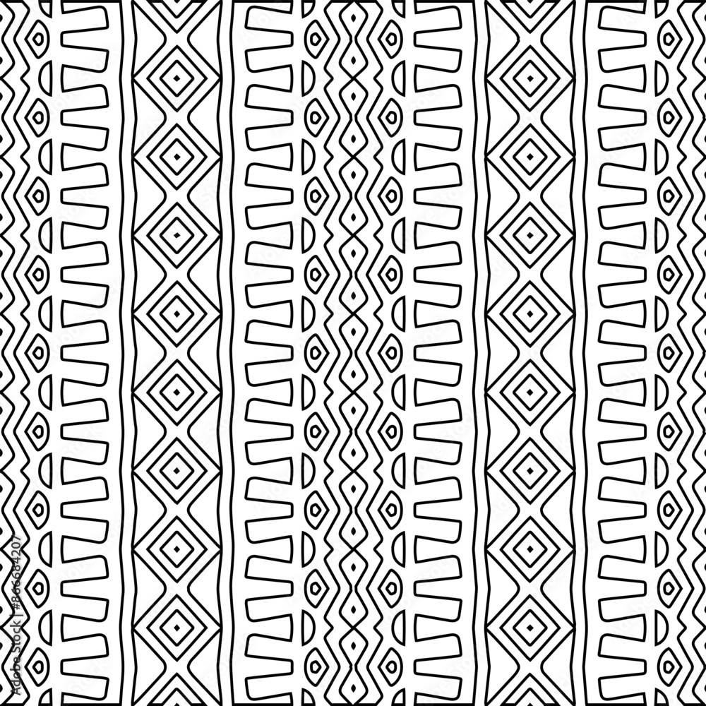 Stylish texture with figures from lines.
Abstract black and white pattern for web page, textures, card, poster, fabric, textile. Monochrome graphic repeating design. Stylish texture with figures from lines.
Abstract black and white pattern for web page, textures, card, poster, fabric, textile. Monochrome graphic repeating design.
