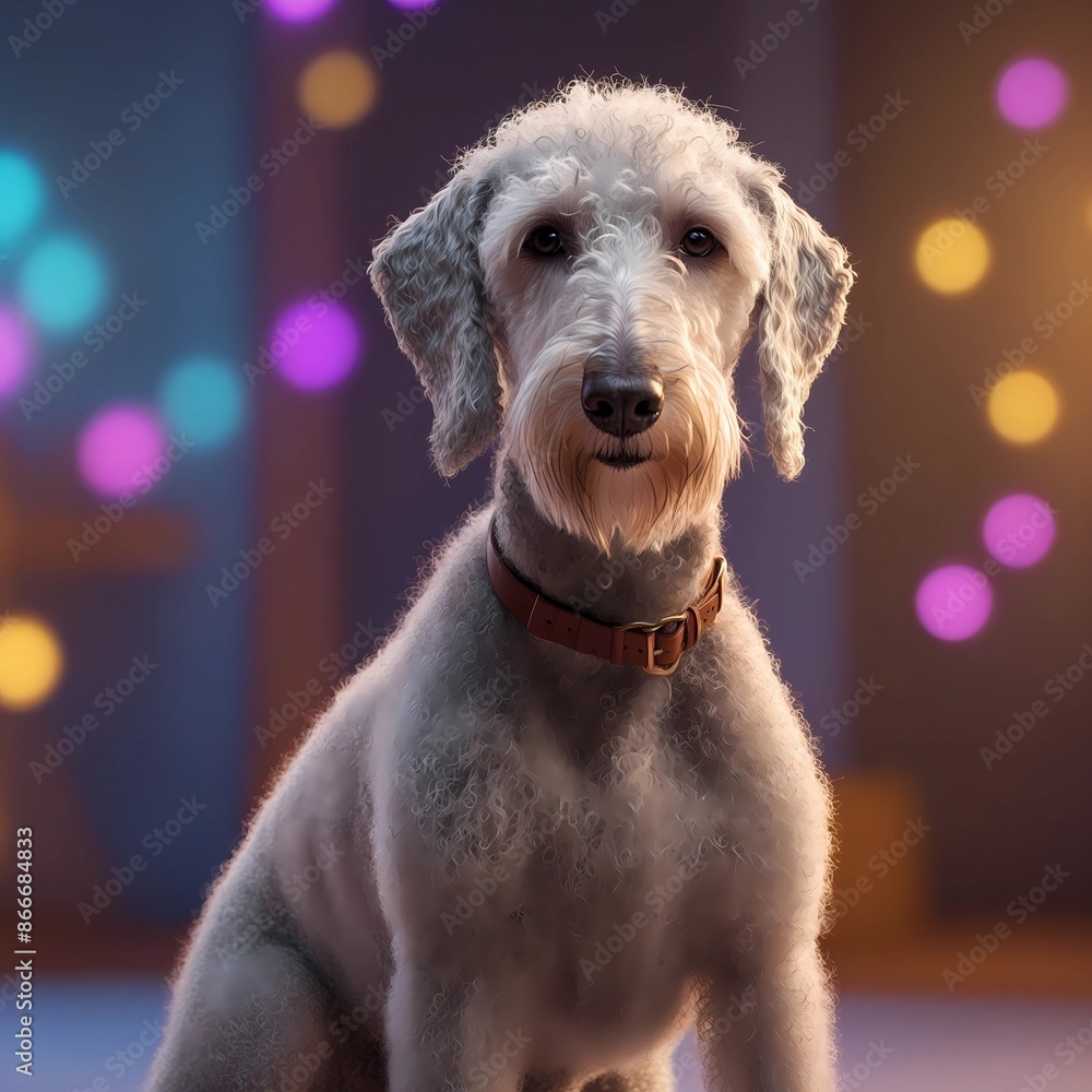 Bedlington Terrier Dog Staring Straight to Camera Bedlington Terrier Dog Staring Straight to Camera