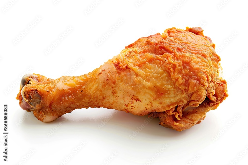 Isolated fried chicken leg on white background. Isolated fried chicken leg on white background.