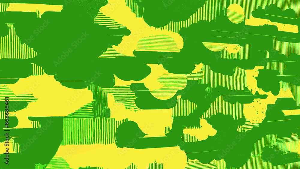 Bold, abstract pattern with vibrant green and yellow shapes, perfect for modern interior design or graphic projects. Bold, abstract pattern with vibrant green and yellow shapes, perfect for modern interior design or graphic projects.