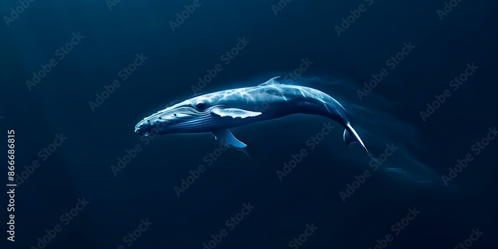 Fototapeta premium Creating a metal Black White logo in the shape of a blue whale. Concept Metal Logo, Black White, Blue Whale Shape, Brand Identity