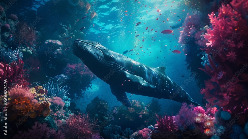 underwater photography of giant whale in the magical deeo sea underwater photography of giant whale in the magical deeo sea