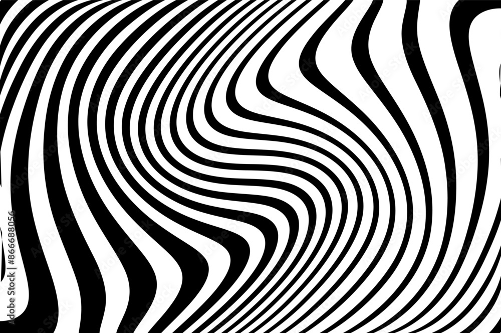 Abstract pattern. Texture with wavy, curves lines. Optical art background. Wave design black and white. Digital image with a psychedelic stripes. Twisted and distorted vector texture in trendy. Y2k Abstract pattern. Texture with wavy, curves lines. Optical art background. Wave design black and white. Digital image with a psychedelic stripes. Twisted and distorted vector texture in trendy. Y2k