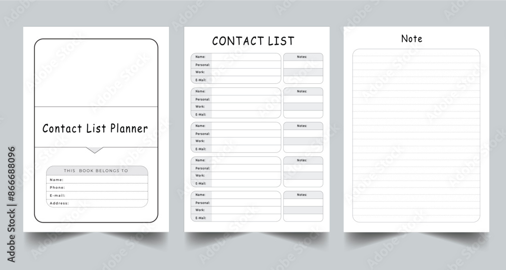 Editable Contact List Planner Kdp Interior printable template Design. Editable Contact List Planner Kdp Interior printable template Design.
