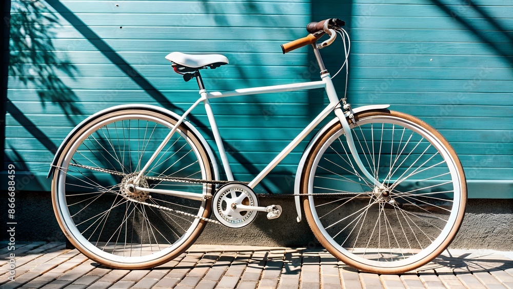 Green and Blue Bicycle with Copy Space. Perfect for: Eco-friendly campaigns, urban transport Green and Blue Bicycle with Copy Space. Perfect for: Eco-friendly campaigns, urban transport