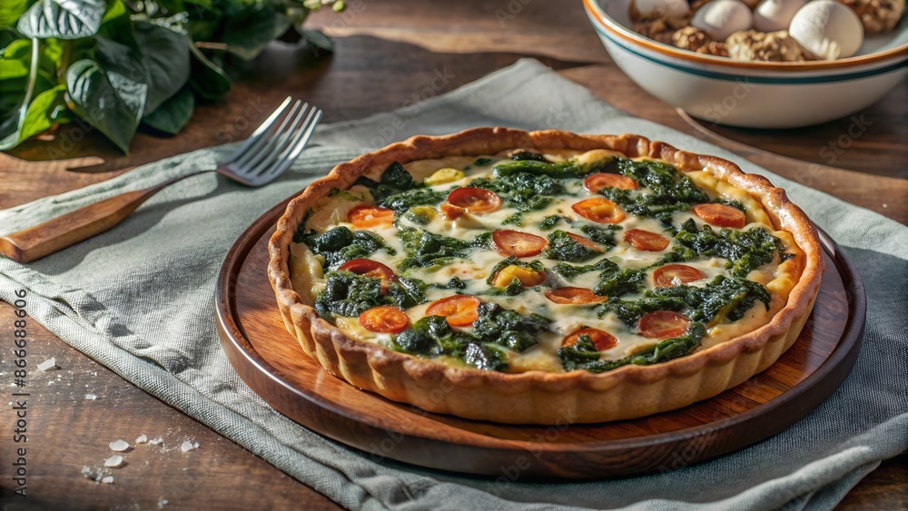 Elegant Ricotta and Spinach Quiche. Perfect for: Food blogs, gourmet magazines Elegant Ricotta and Spinach Quiche. Perfect for: Food blogs, gourmet magazines