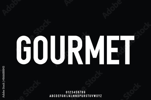 Modern sans serif alphabet display font vector. Creative gourmet typeface