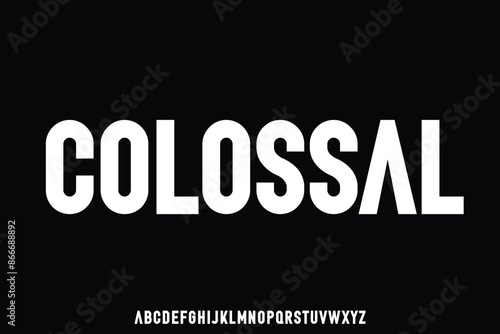 Modern strong bold sans serif alphabet display font vector. Headline poster typeface