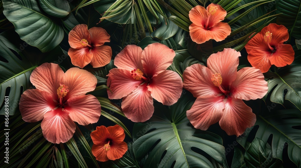 A rectangular text box bordered by hibiscus flowers and banana leaves. A rectangular text box bordered by hibiscus flowers and banana leaves.