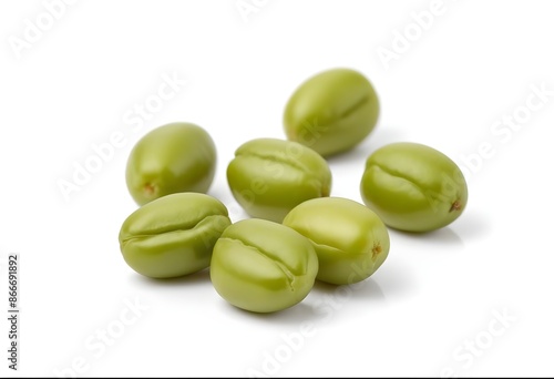 Wallpaper Mural Green Beans on a White Background - Fresh and Nutritious Vegetable Display Torontodigital.ca