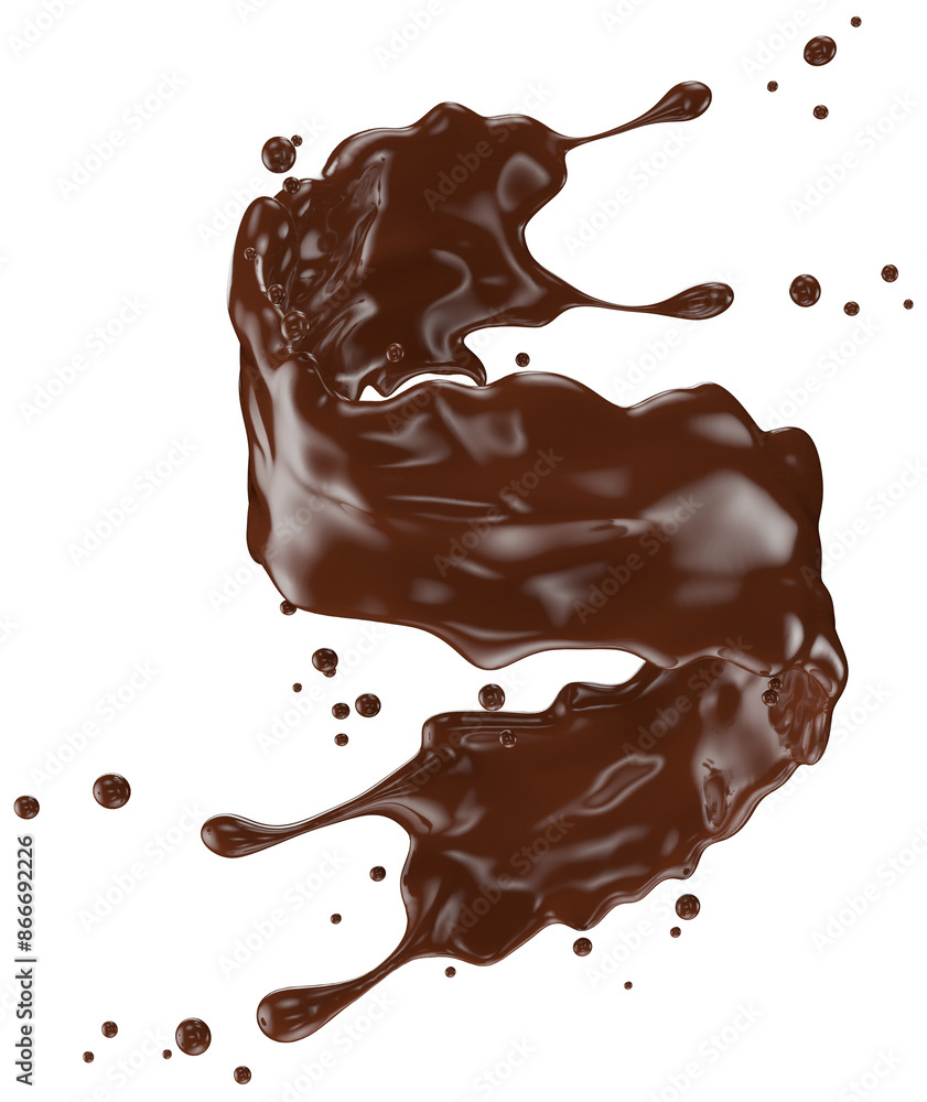 chocolate splash isolated on a white background. Clipping path. 3d render chocolate splash isolated on a white background. Clipping path. 3d render