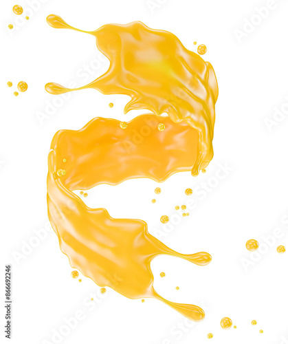 orange juice splash isolated on a white background. Clipping path. 3d render