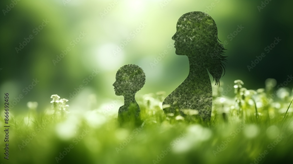 International Women's Day background with copy space in green grass, Women's day holiday. International Women's Day background with copy space in green grass, Women's day holiday.
